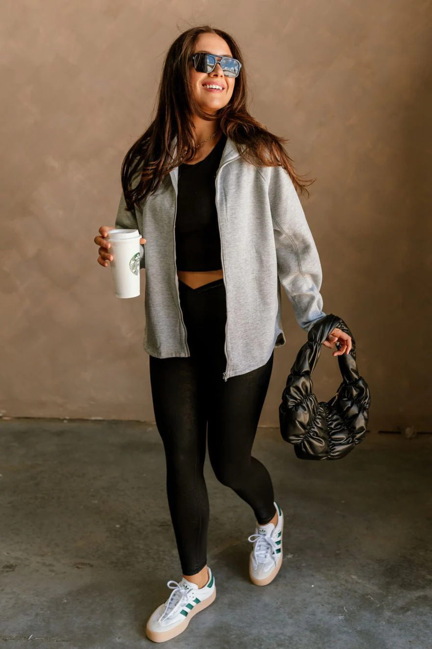Arya Heather Grey Zip-Up Sweatshirt - Image 5