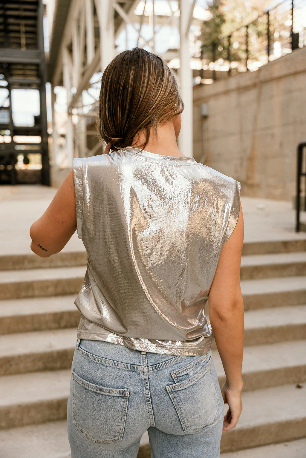 Eva Metallic Silver Tank Top - Image 6