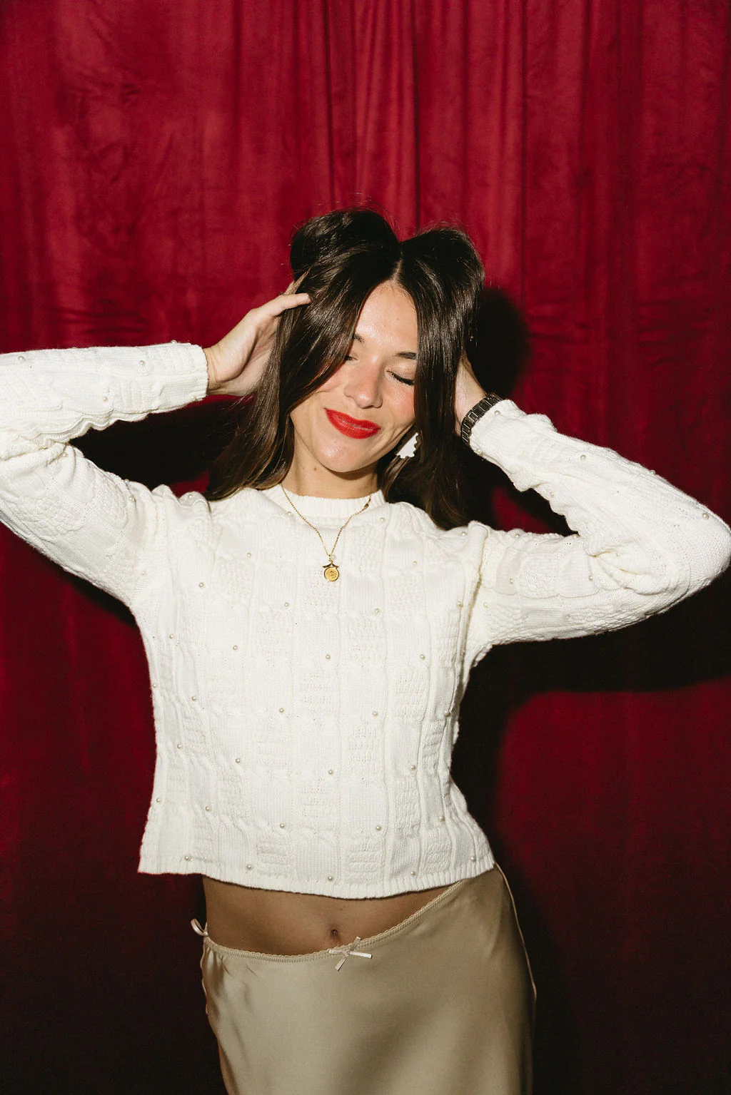 Eve Cream Pearl Embellished Sweater