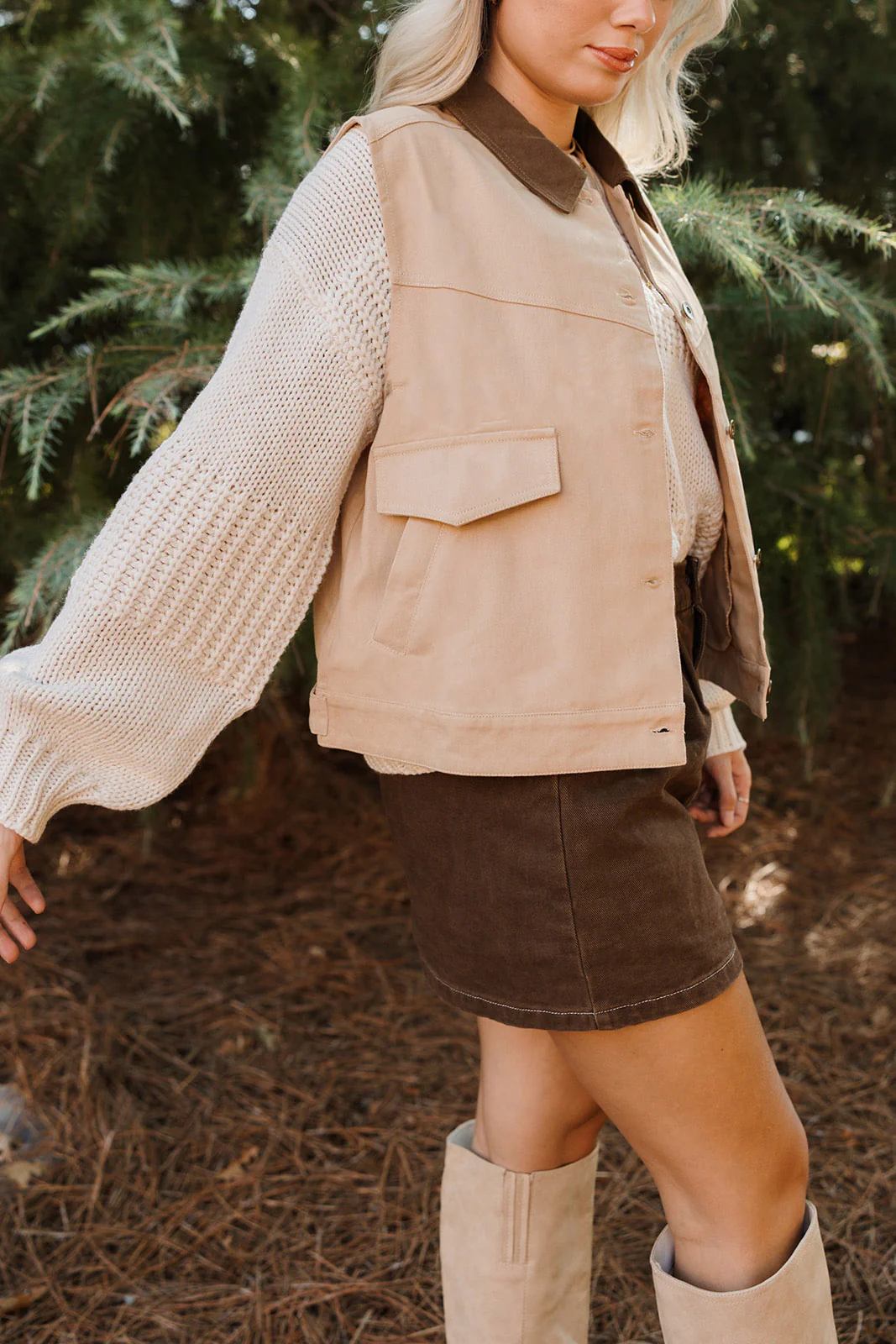 Evelyn Taupe Denim Barn Vest - Image 4