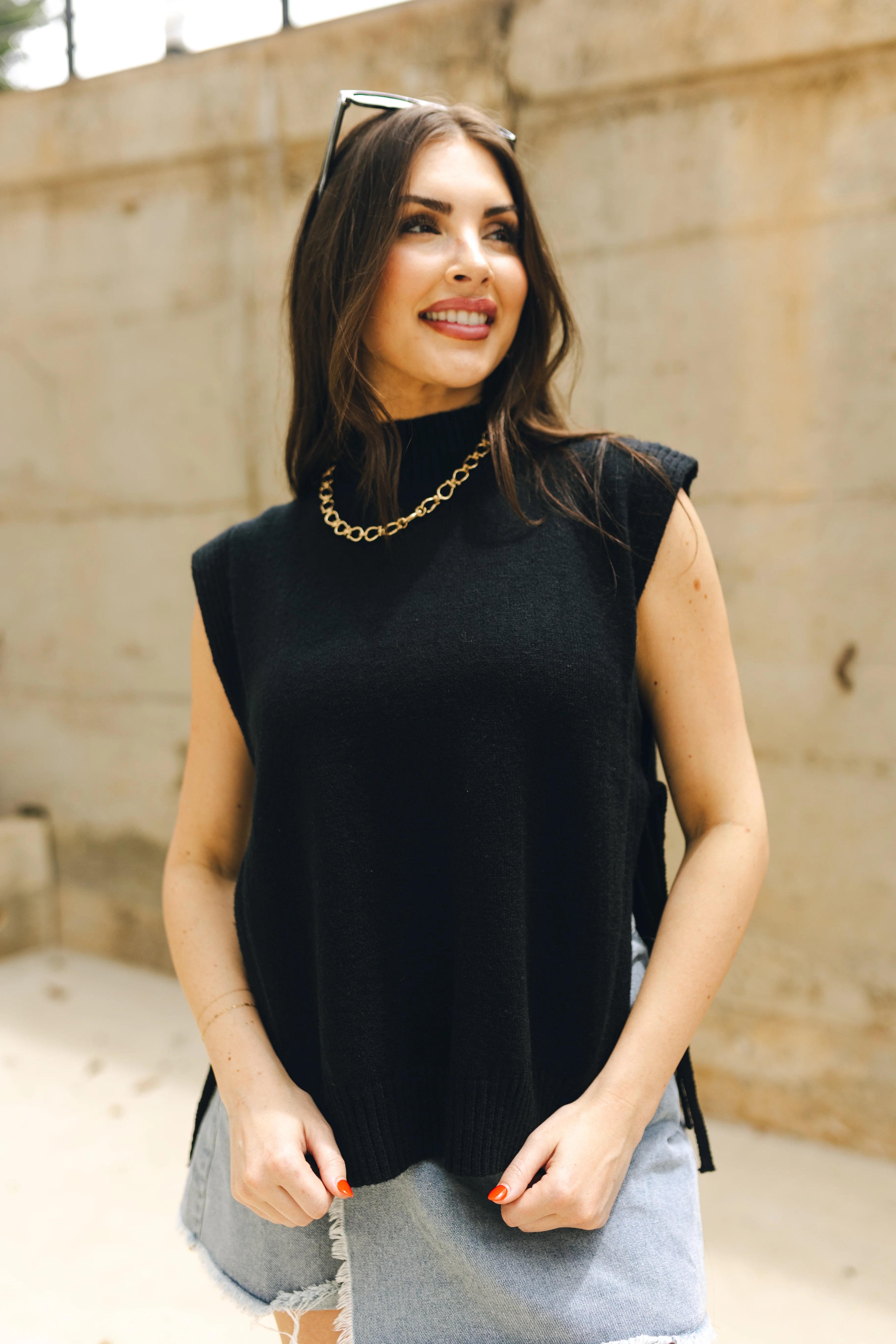 Evelynn Sleeveless Black Sweater - Image 2