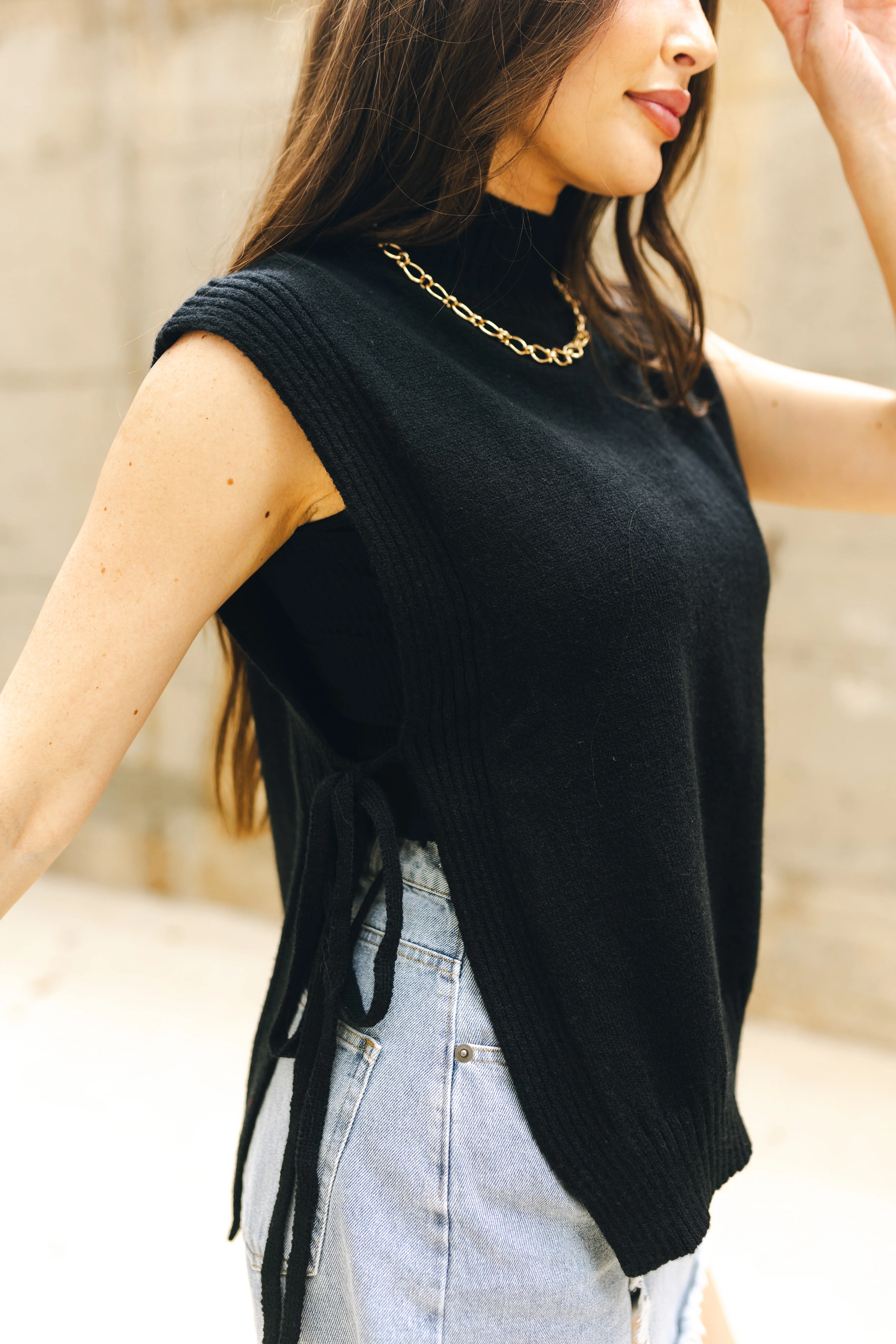 Evelynn Sleeveless Black Sweater - Image 6
