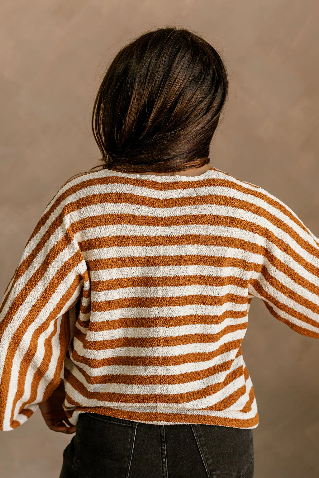 Everly Cream & Spice Brown Stripe Sweater - Image 3