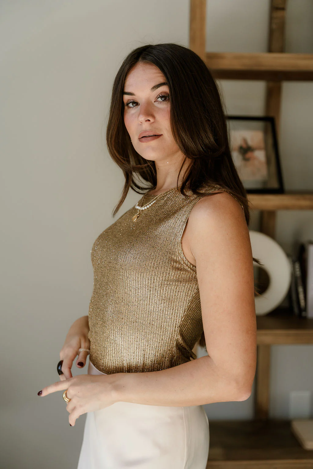 Everly Gold Round Neckline Tank - Image 2