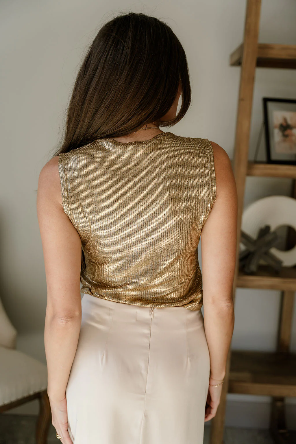 Everly Gold Round Neckline Tank - Image 4