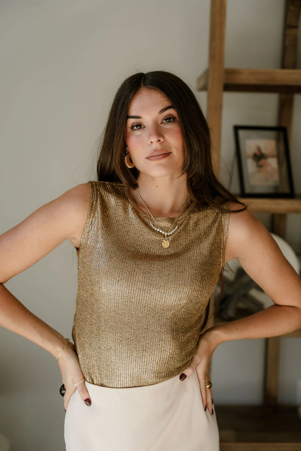 Everly Gold Round Neckline Tank - Image 7