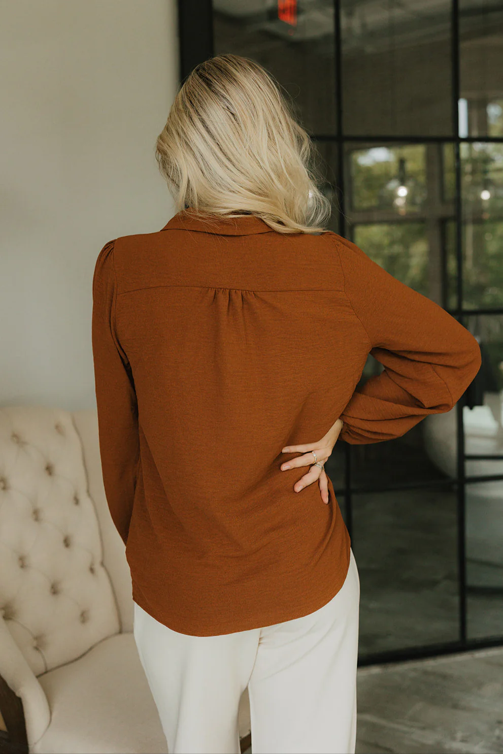 Everly Rust Brown Tie Top - Image 8