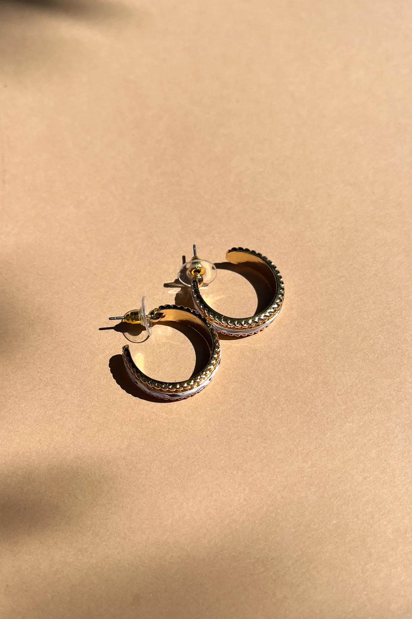 Everly White & Blue Swirl Gold Hoop Earring - Image 2