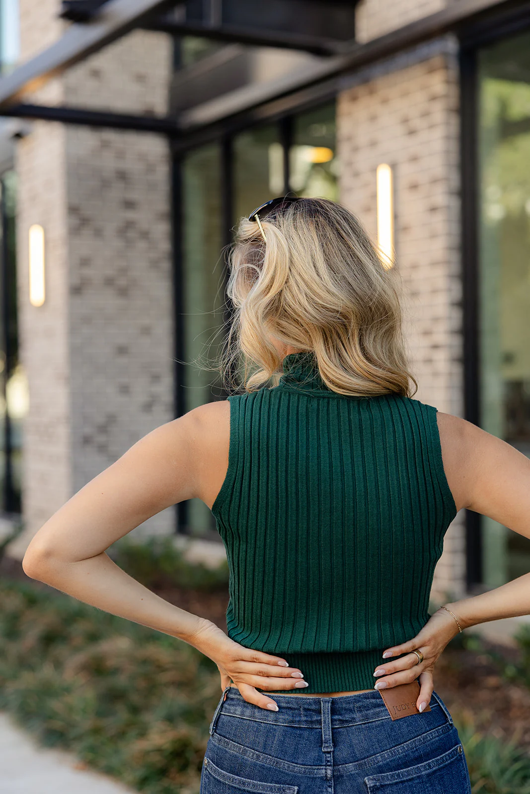 Evie Dark Green Ribbed Knit Tank - Image 4