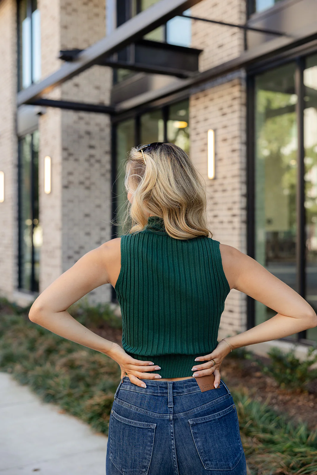 Evie Dark Green Ribbed Knit Tank - Image 8