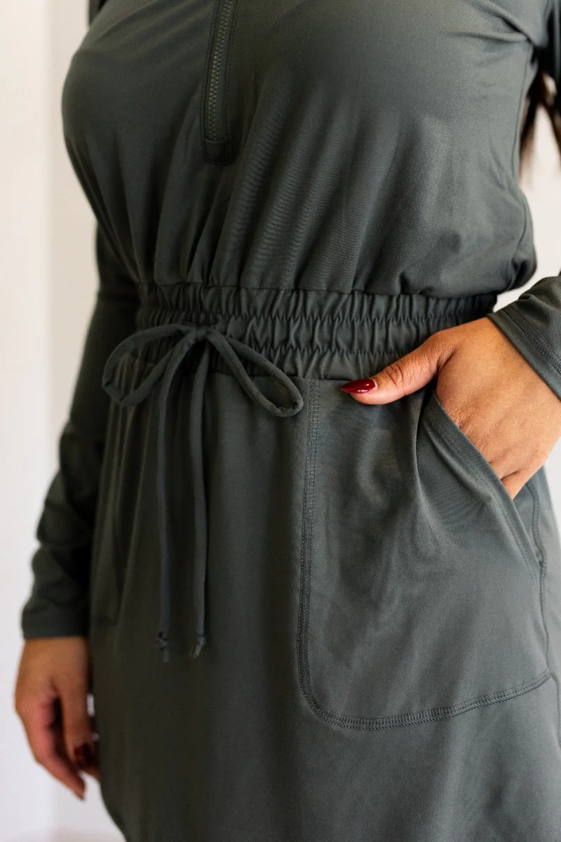 Ezra Grey Green Long Sleeve Romper - Image 4
