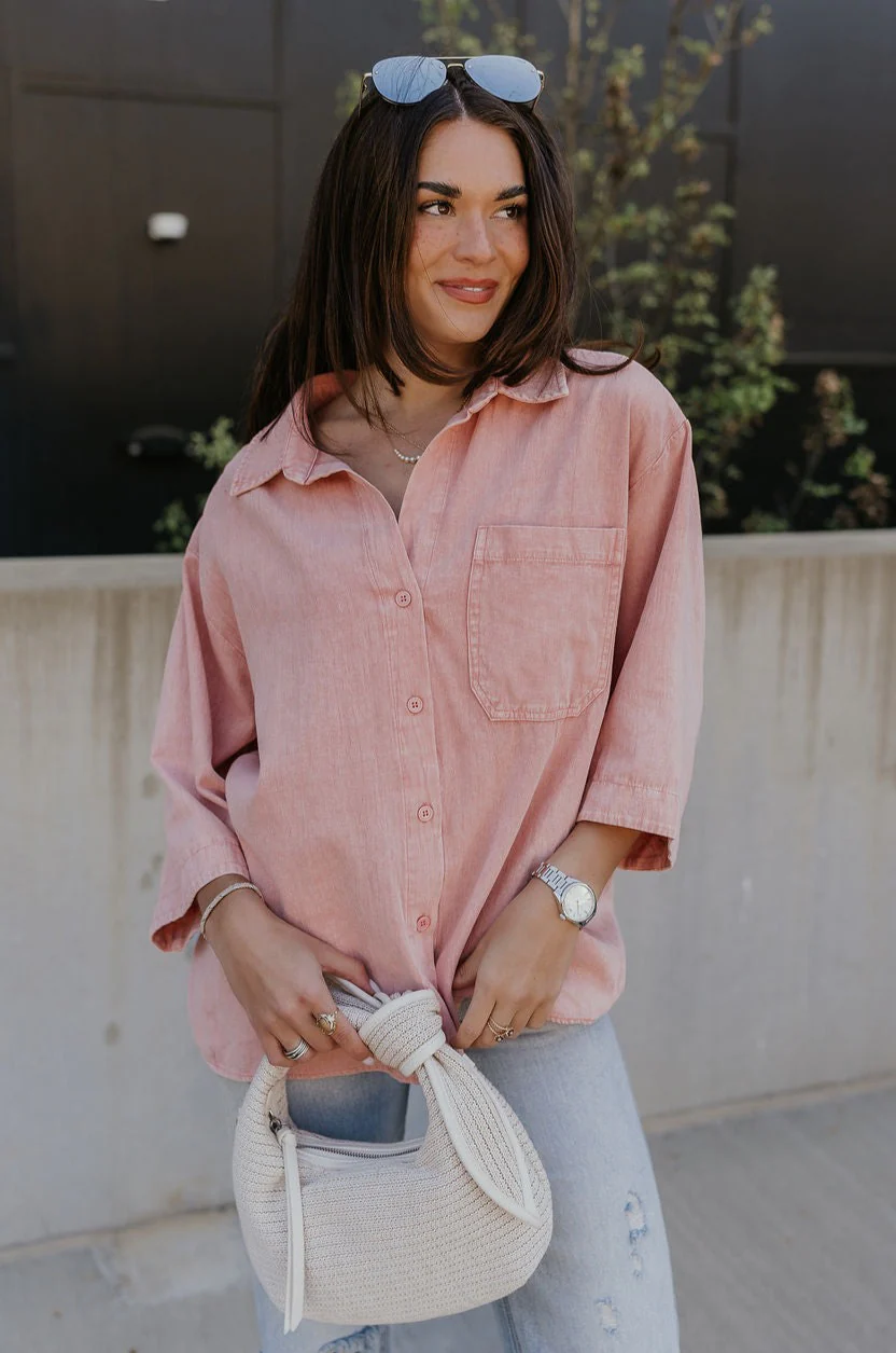 Ezra Soft Pink Button-Up Top - Image 6