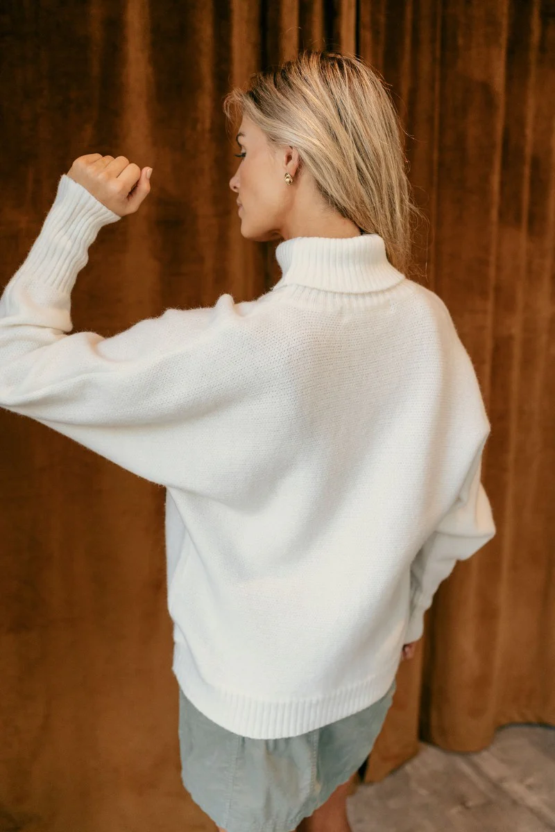 Fa La La White & Black Turtleneck Sweater - Image 5