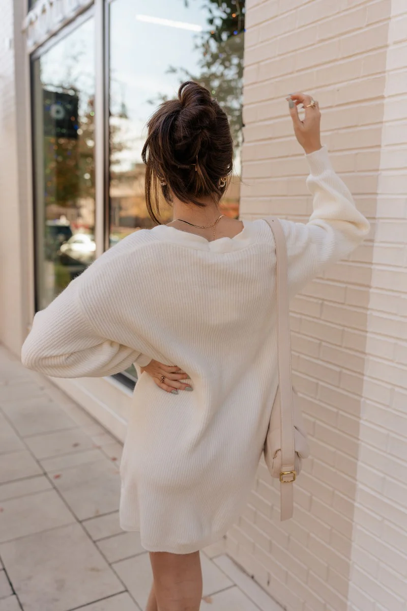Faith Cream Pearl Button Oversized Cardigan - Image 6