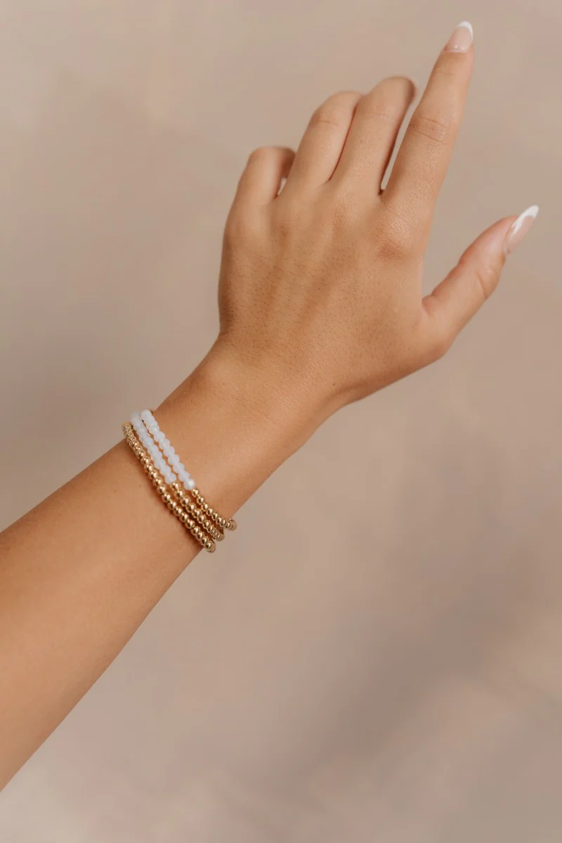 Faith Opal & Gold Beaded Three Layered Bracelet