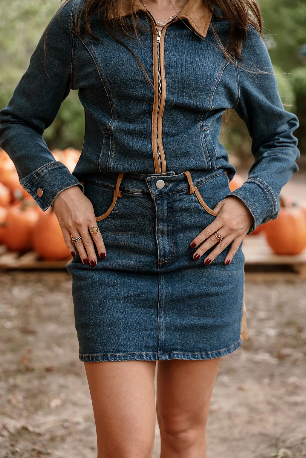 Farah Denim & Brown Suede Mini Skirt - Image 5