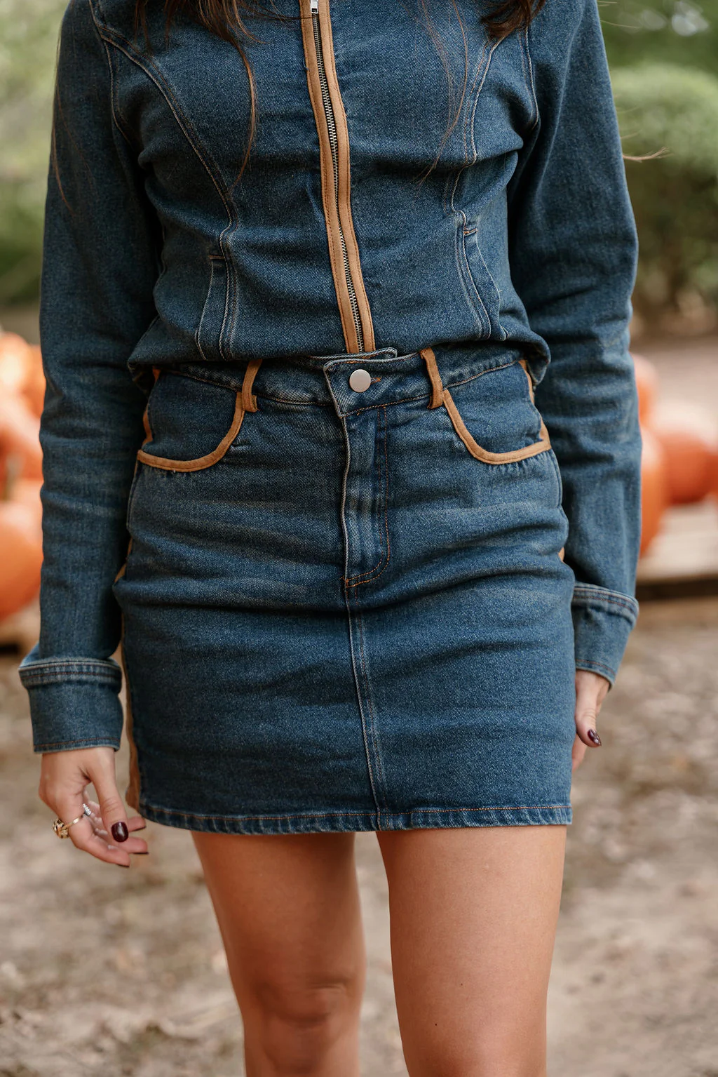 Farah Denim & Brown Suede Mini Skirt - Image 6