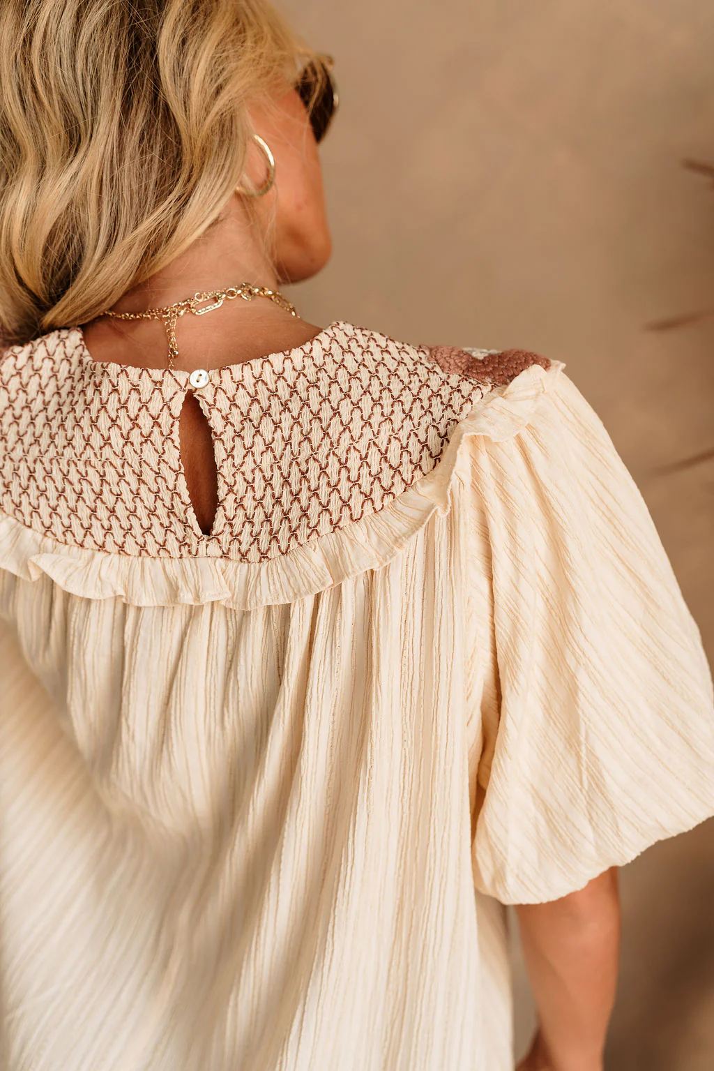Farrah Embroidered Puff Sleeve Top - Image 4