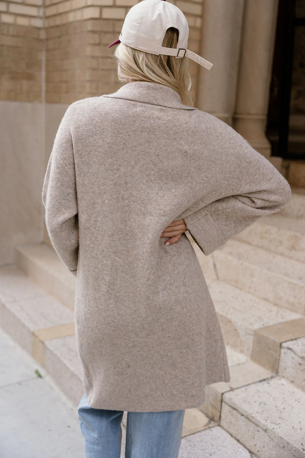 Farrah Oatmeal Knit Collared Jacket - Image 11