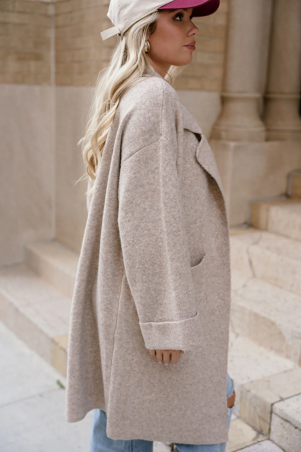 Farrah Oatmeal Knit Collared Jacket - Image 9