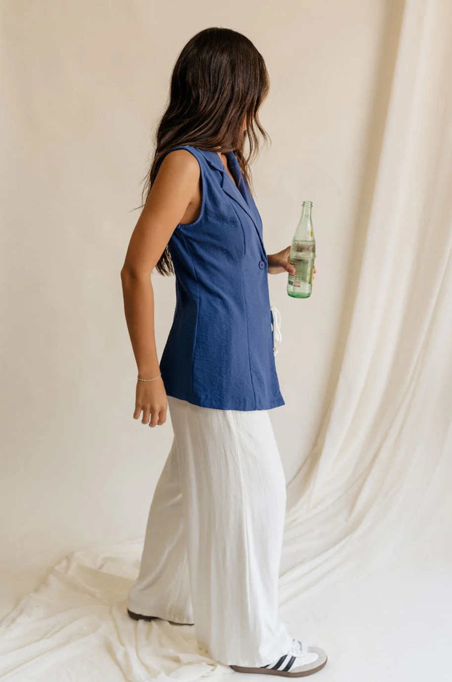 Faye Blue Buttoned Vest - Image 7