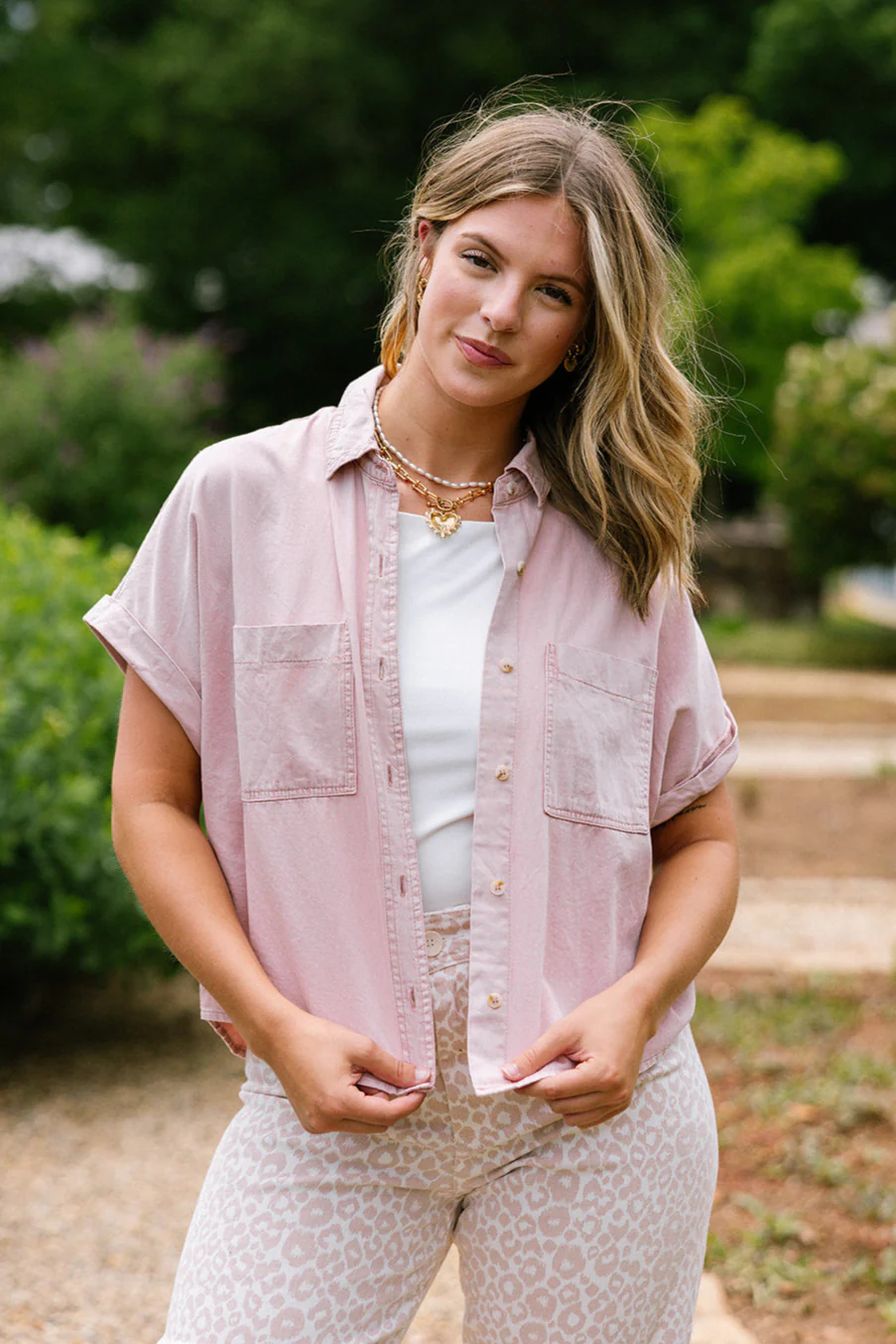 Faye Mauve Pink Button-Up Top