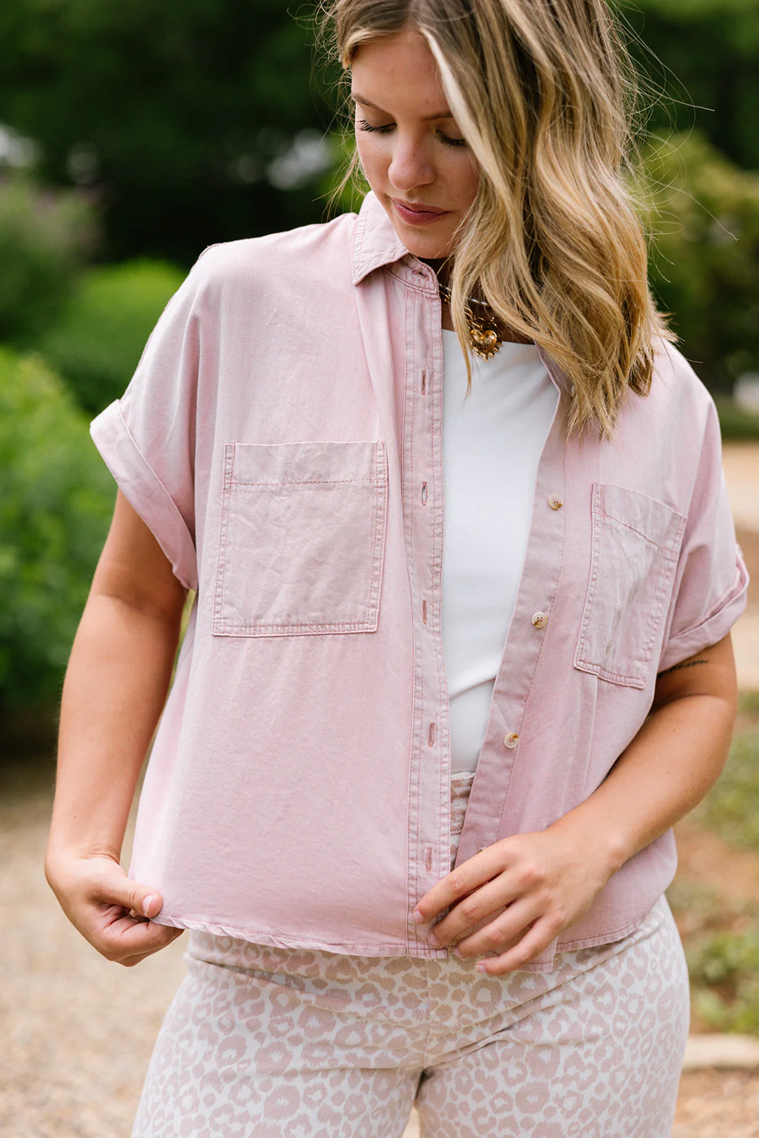 Faye Mauve Pink Button-Up Top - Image 3