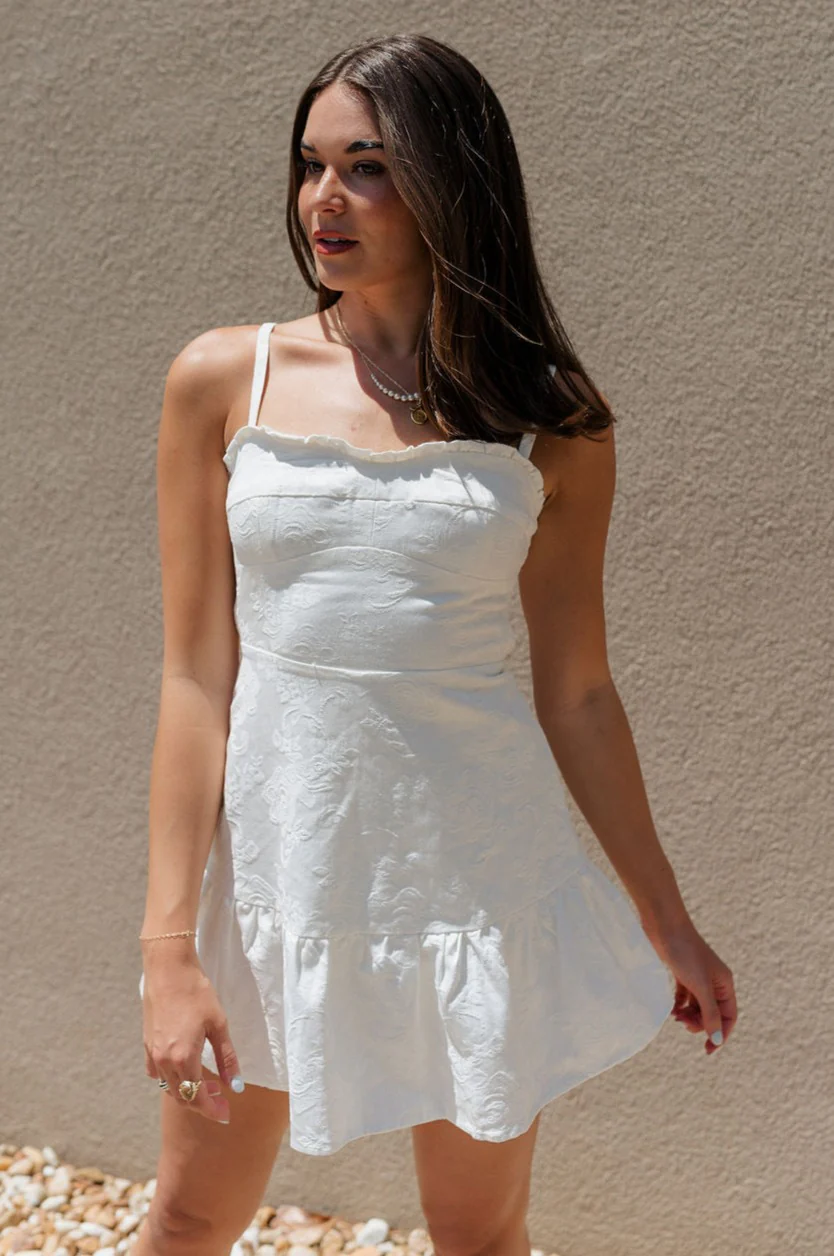 Faye White Floral Ruffle Mini Dress - Image 5