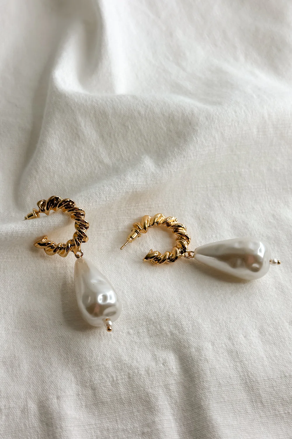 Eira Gold Pearl Mini Hoop Dangle Earring - Image 3
