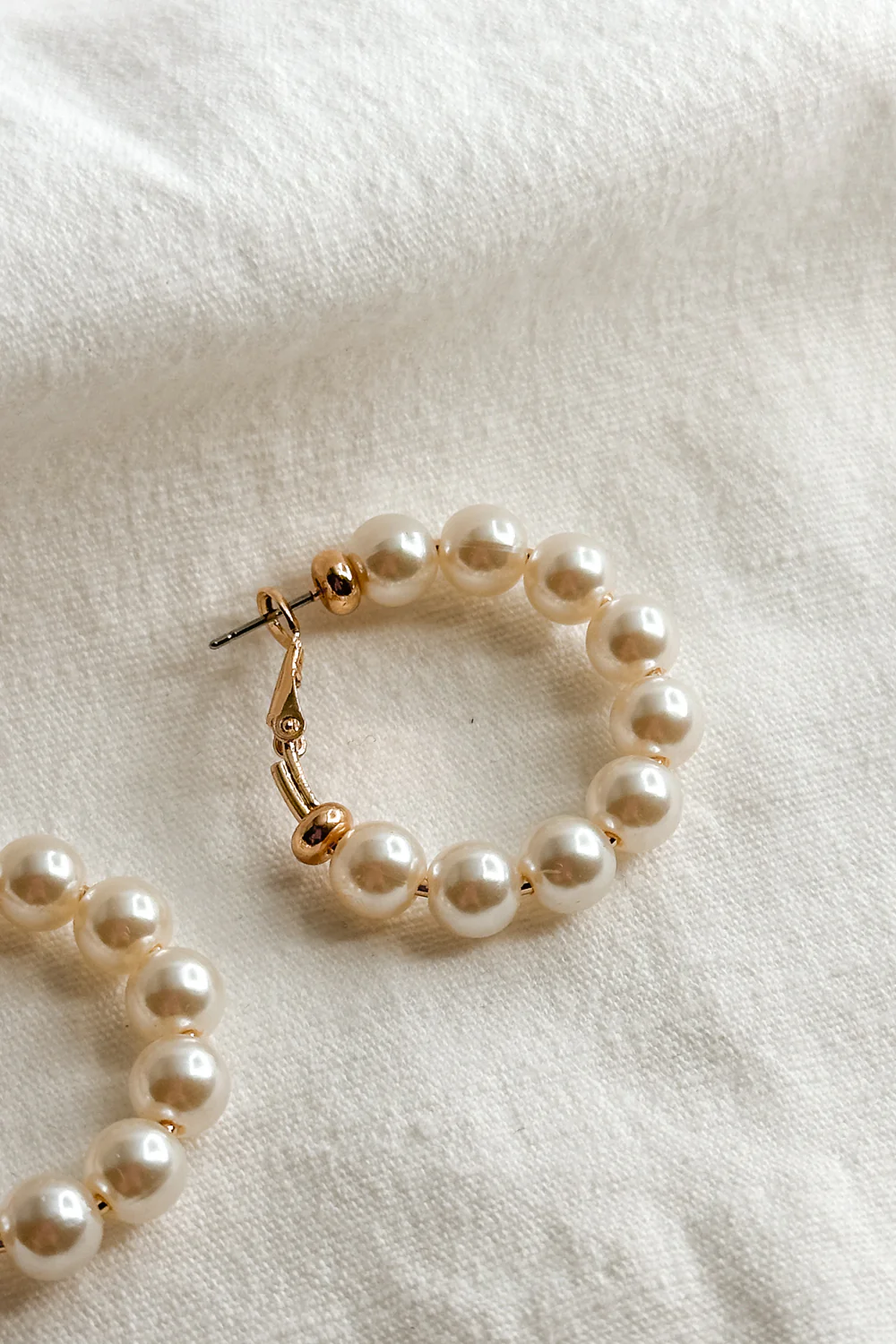 Irene Gold & Pearl Closed Hoop Earring - Image 2