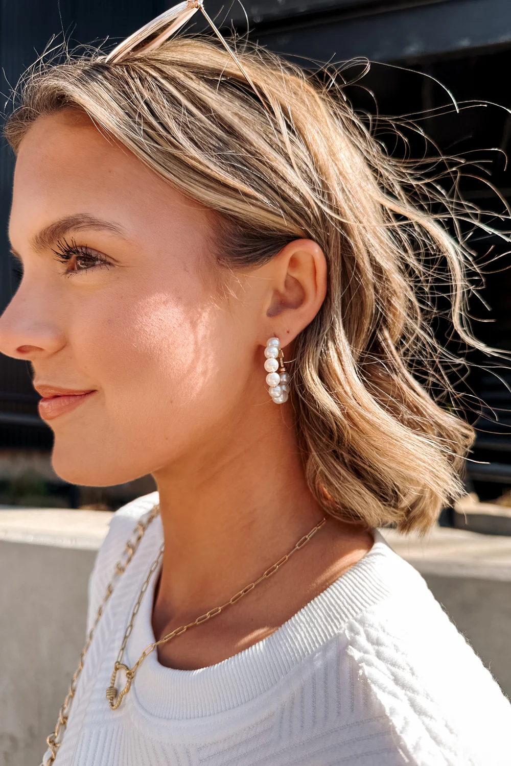 Irene Gold & Pearl Closed Hoop Earring - Image 5