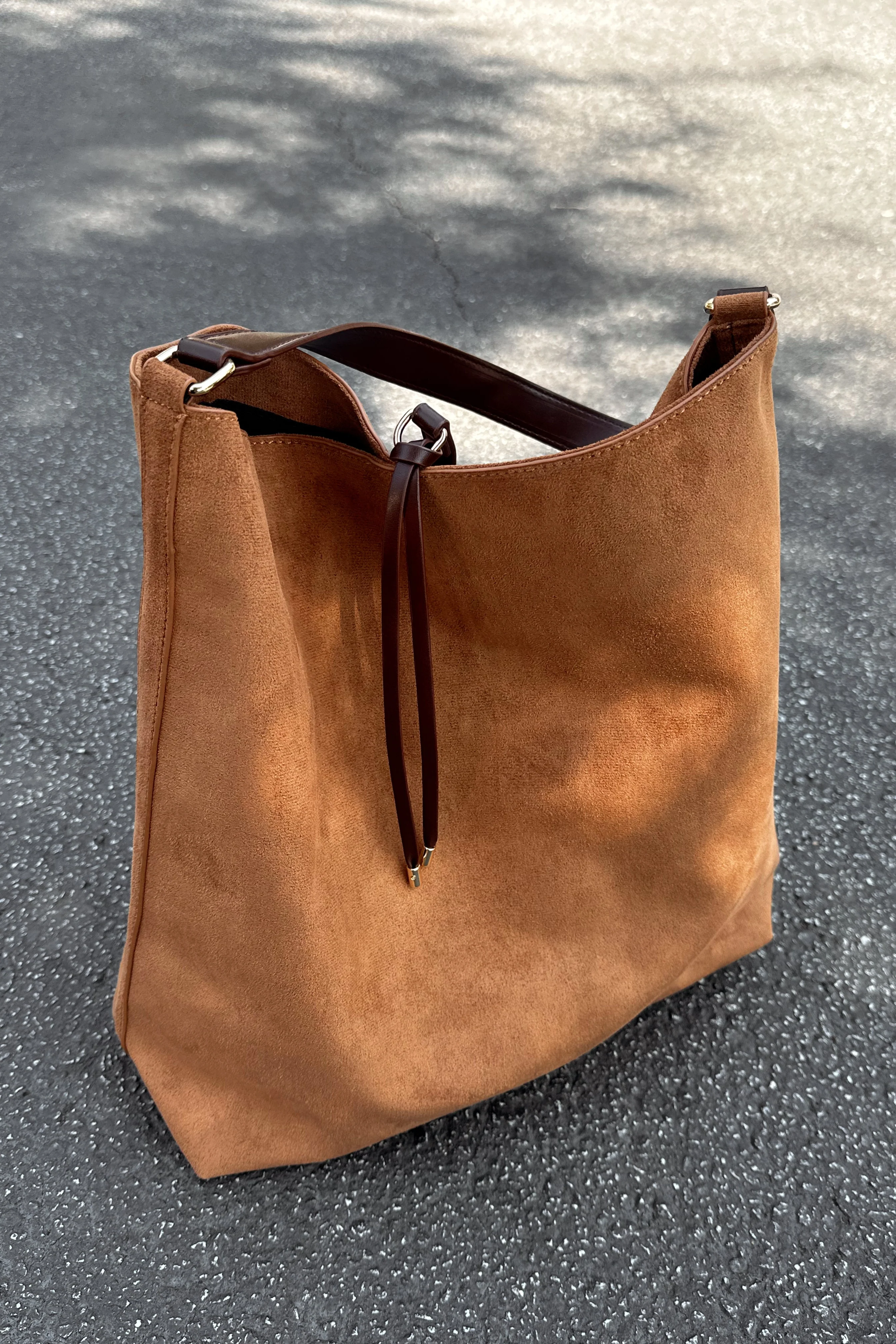 Felicity Cognac Suede & Leather Tote Purse