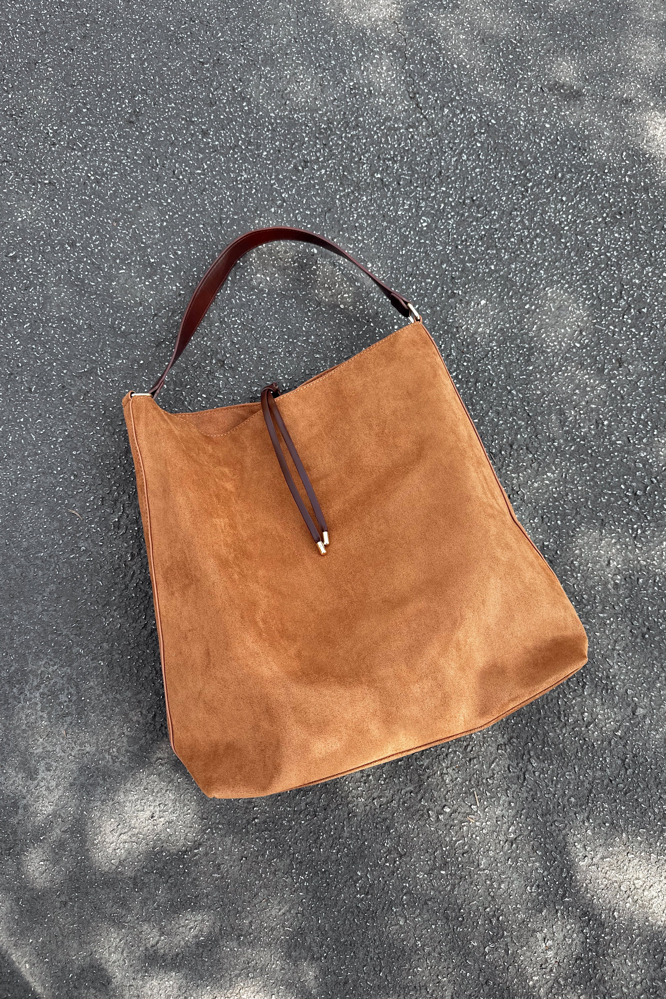 Felicity Cognac Suede & Leather Tote Purse - Image 5