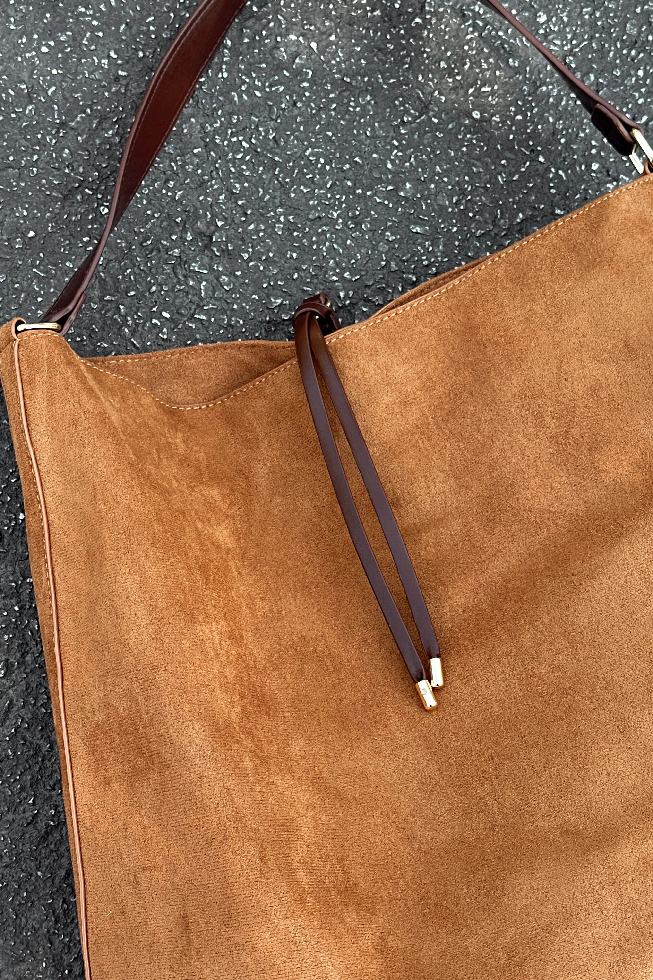 Felicity Cognac Suede & Leather Tote Purse - Image 6