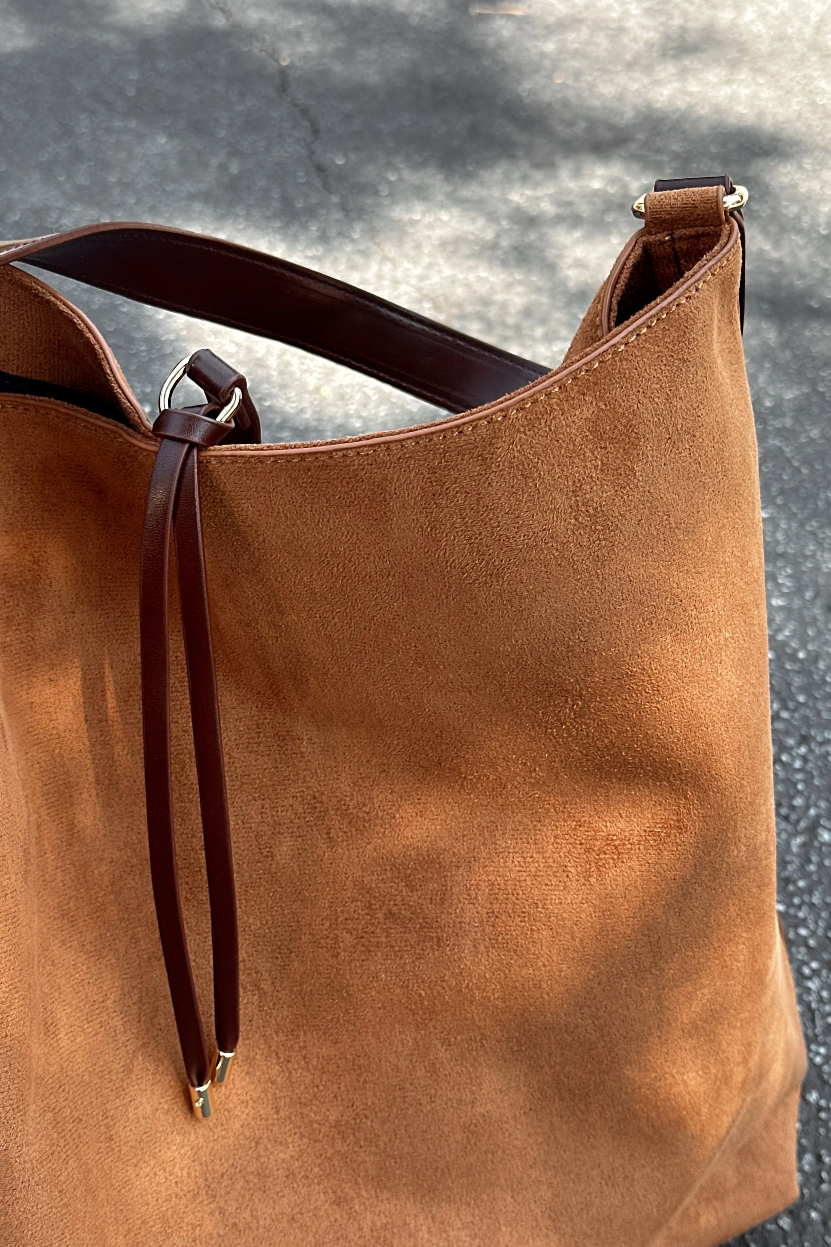 Felicity Cognac Suede & Leather Tote Purse - Image 7