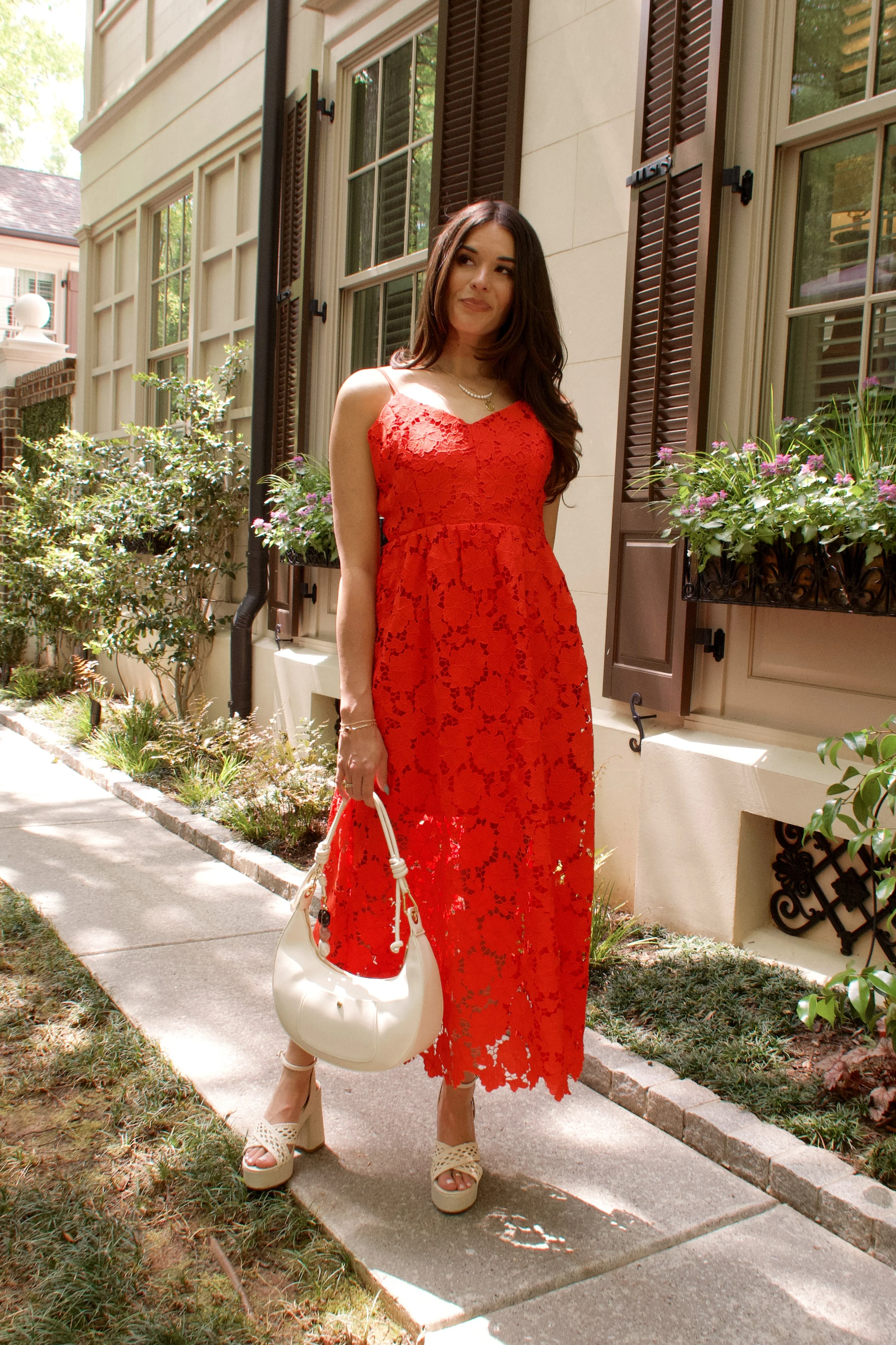 Flora Red Floral Midi Dress