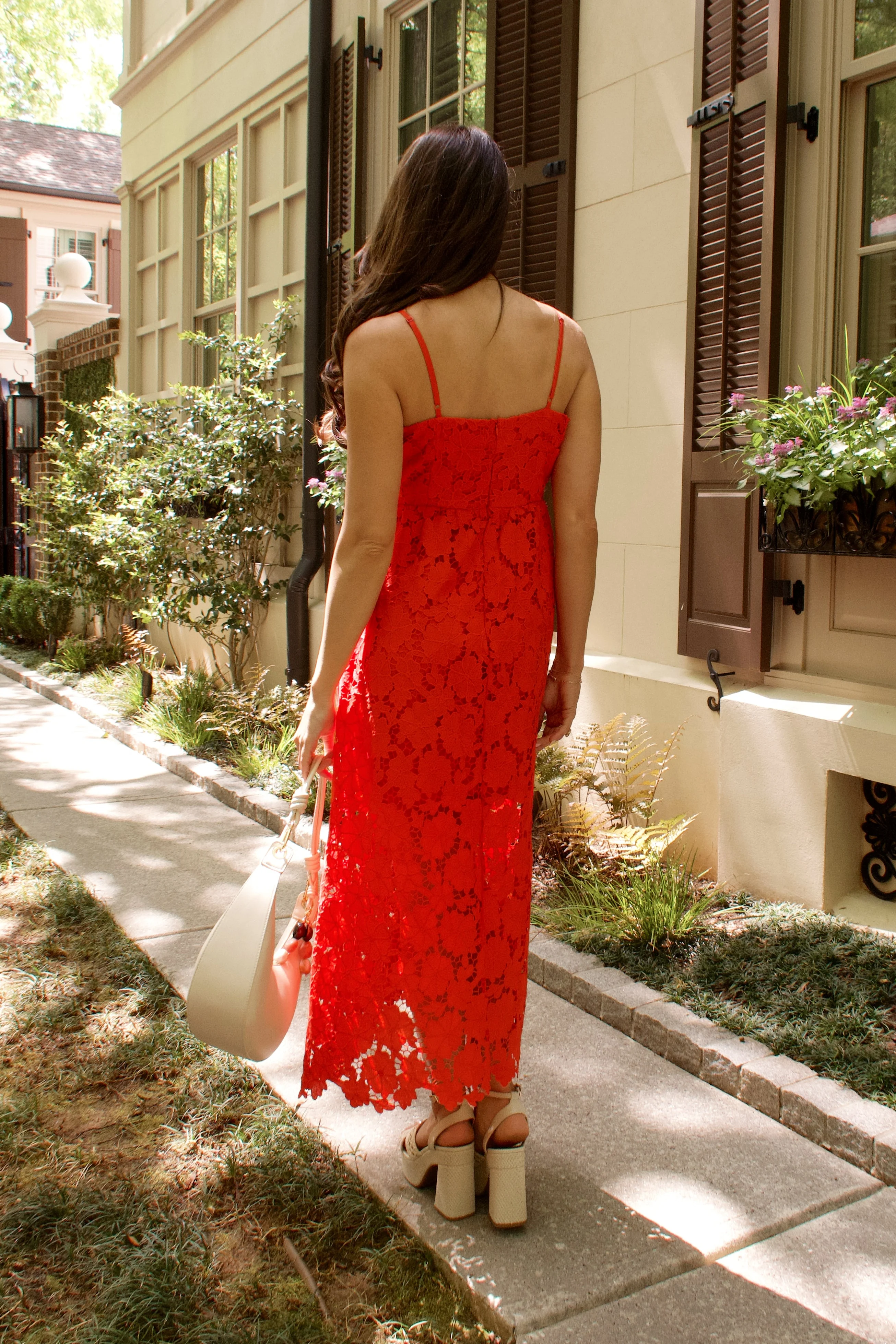 Flora Red Floral Midi Dress - Image 3