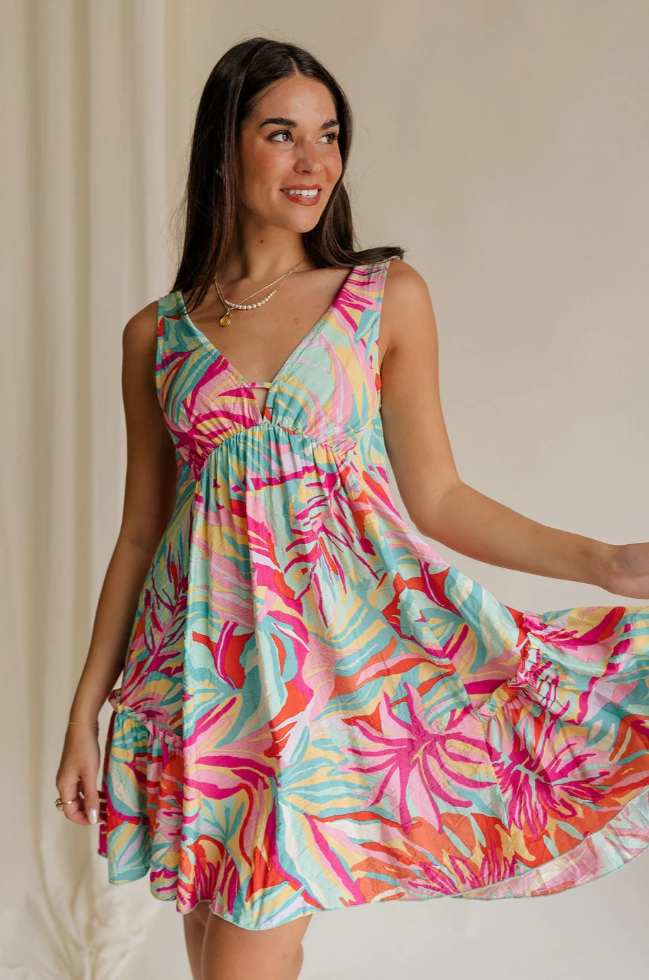 Florence Floral Print Sleeveless Mini Dress