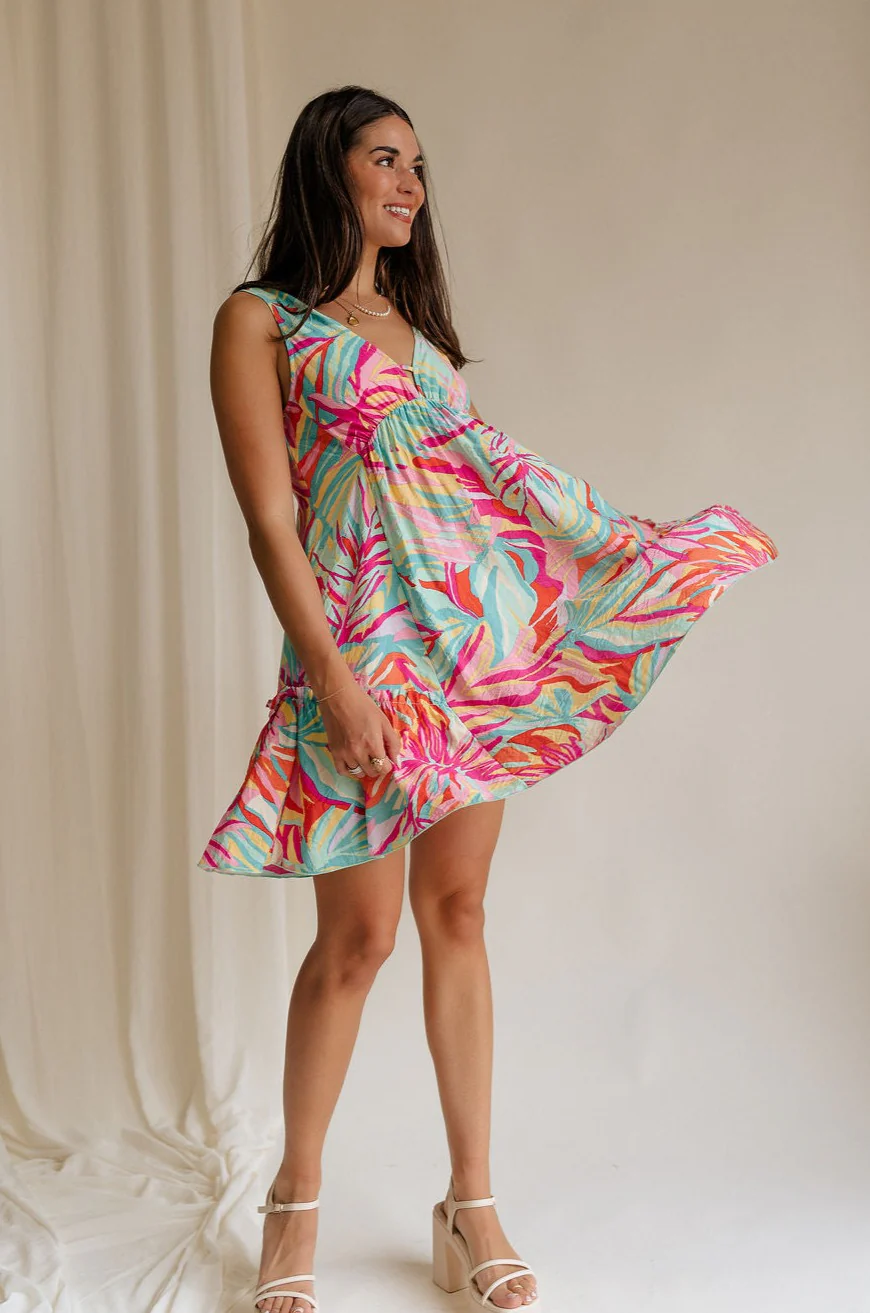 Florence Floral Print Sleeveless Mini Dress - Image 2