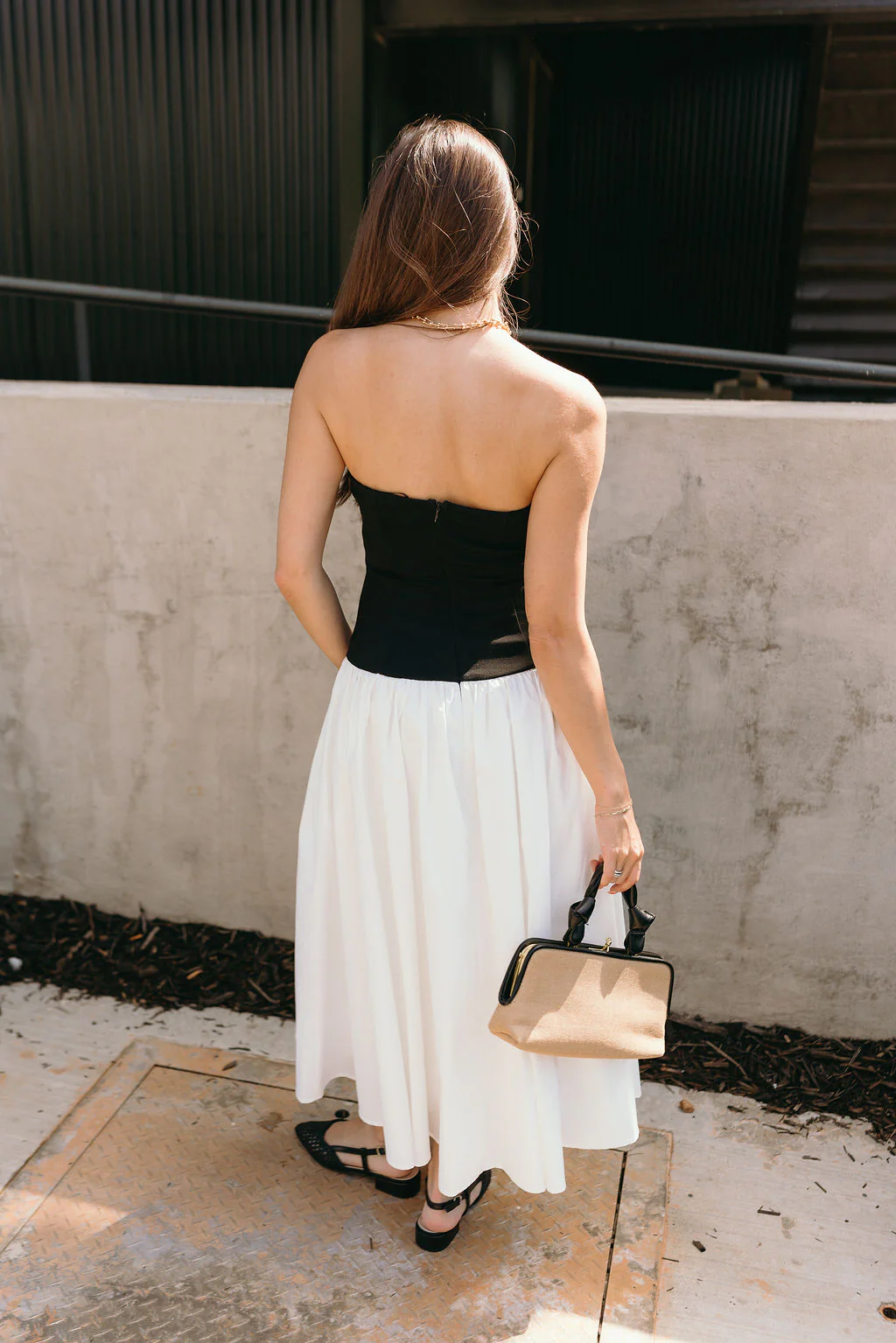 Francesca Black & White Strapless Midi Dress - Image 8