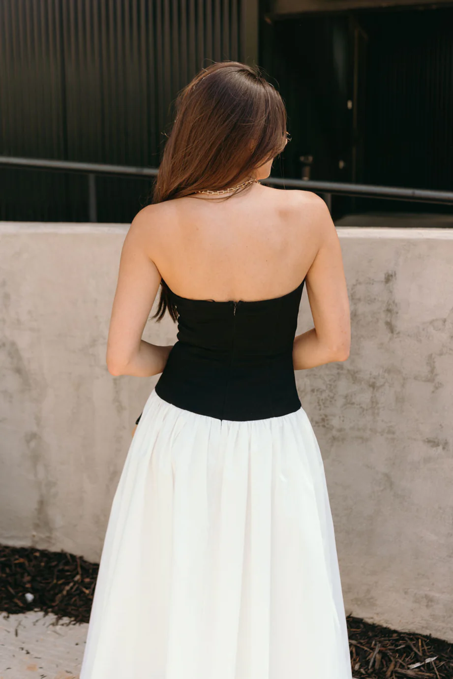 Francesca Black & White Strapless Midi Dress - Image 9