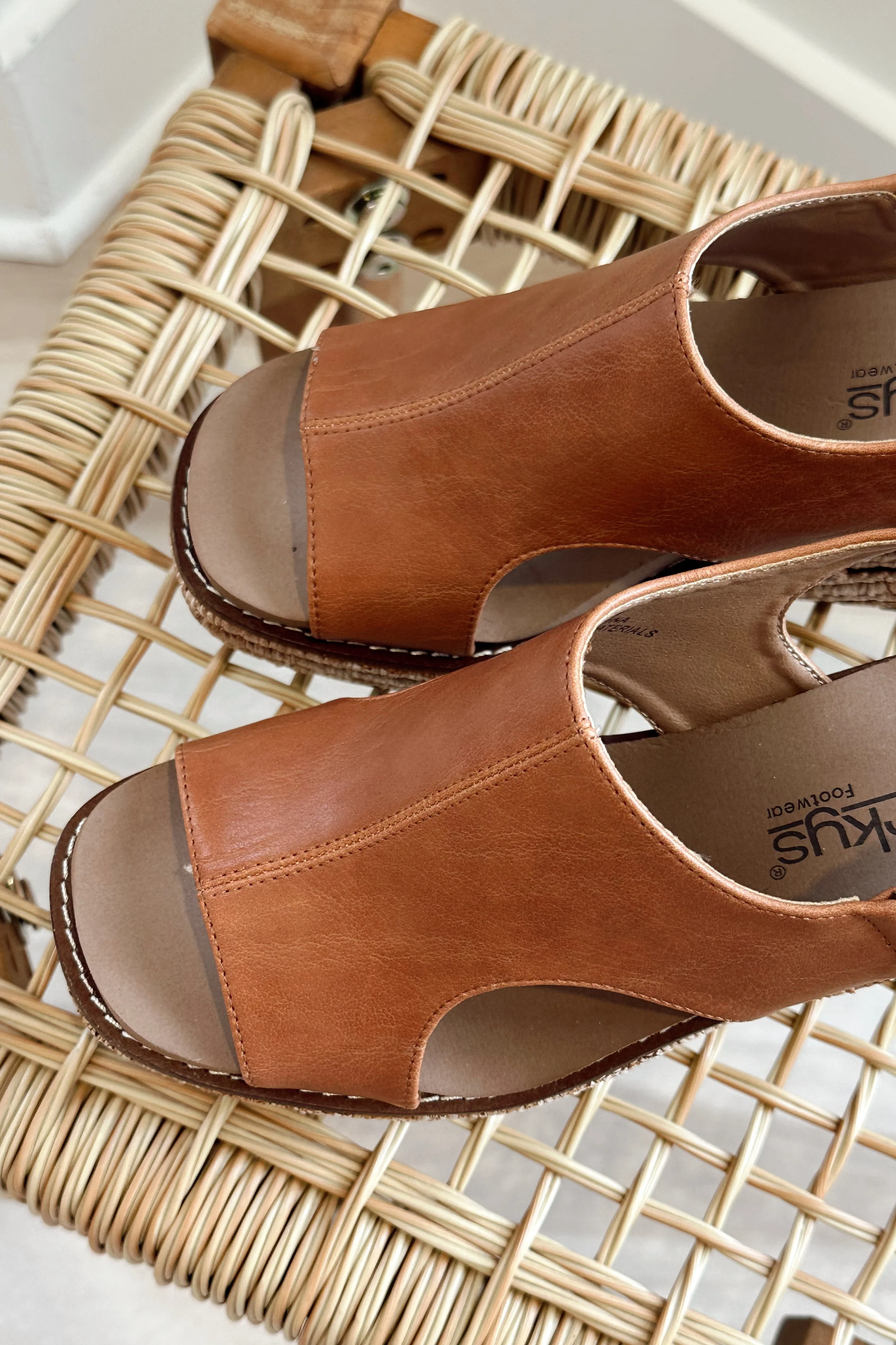 Corkys Freddie Cognac Smooth Wedge Sandal - Image 2