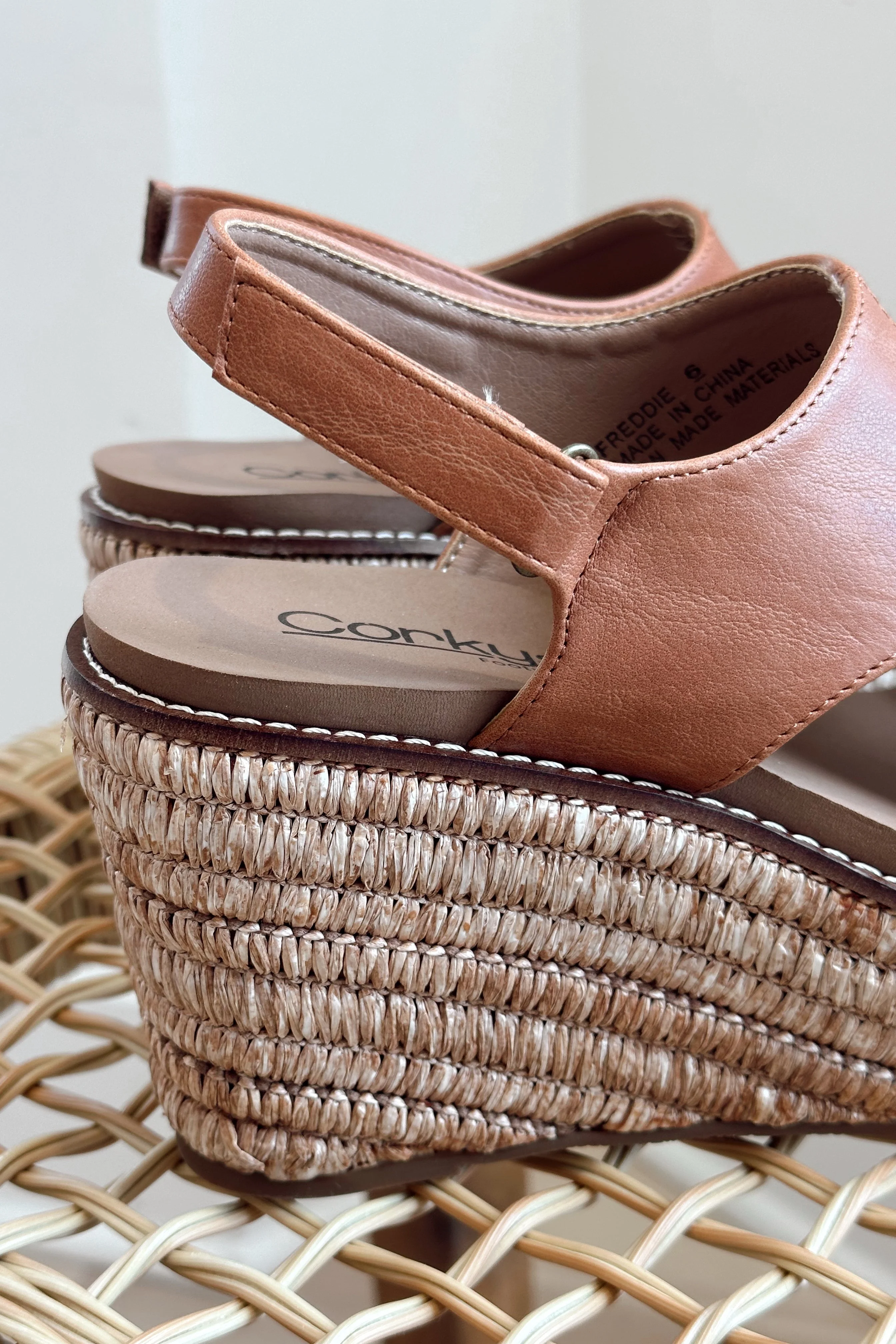 Corkys Freddie Cognac Smooth Wedge Sandal - Image 5