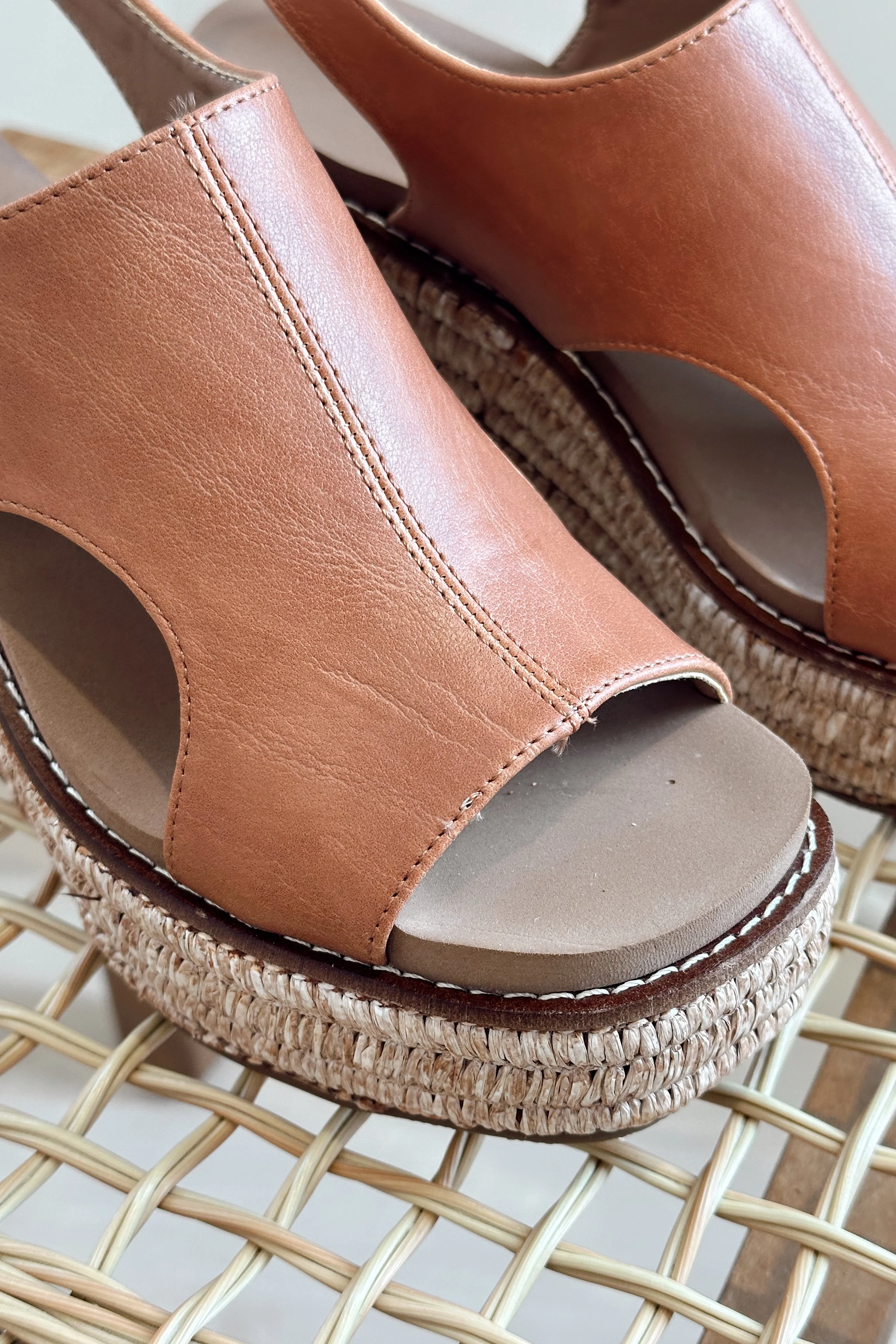 Corkys Freddie Cognac Smooth Wedge Sandal - Image 6