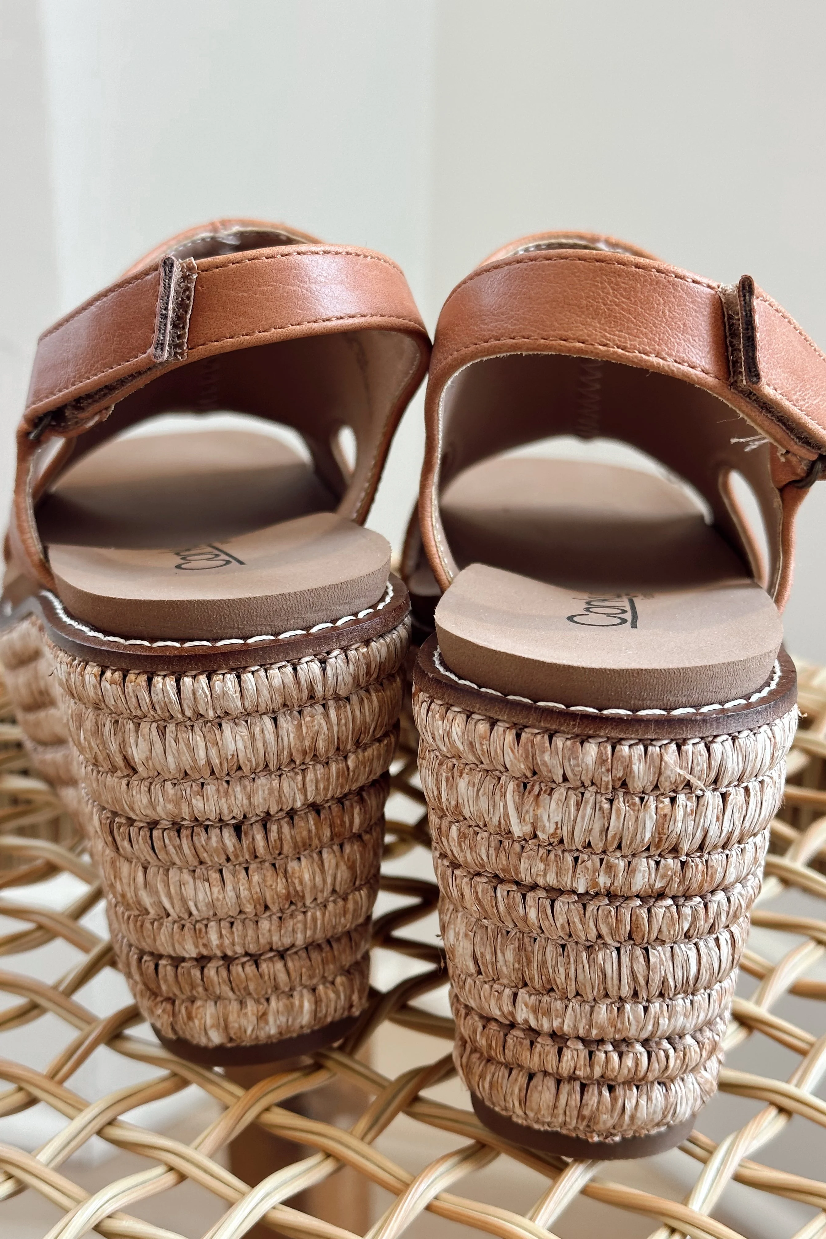 Corkys Freddie Cognac Smooth Wedge Sandal - Image 7