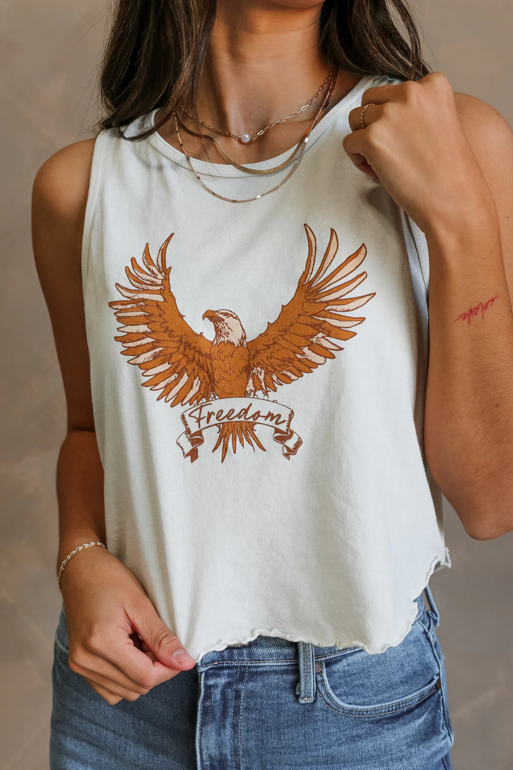 Free Bird Smoke Cropped Tank