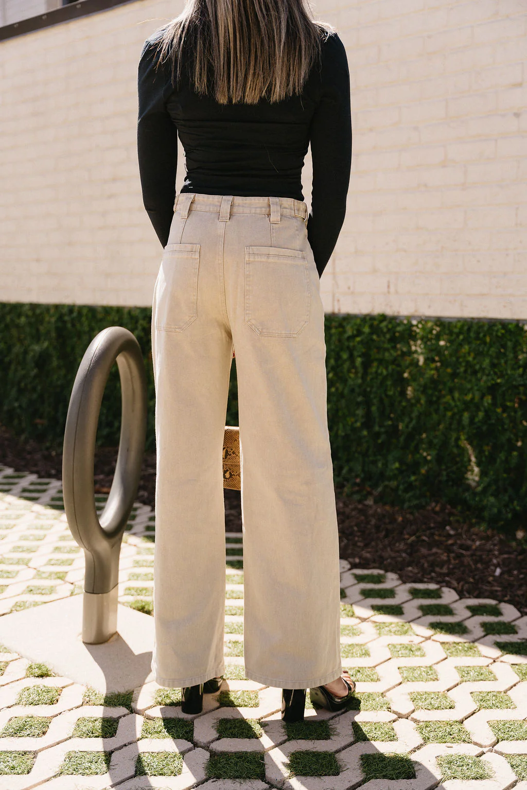 Freya Beige Denim Wide Leg Pants - Image 7