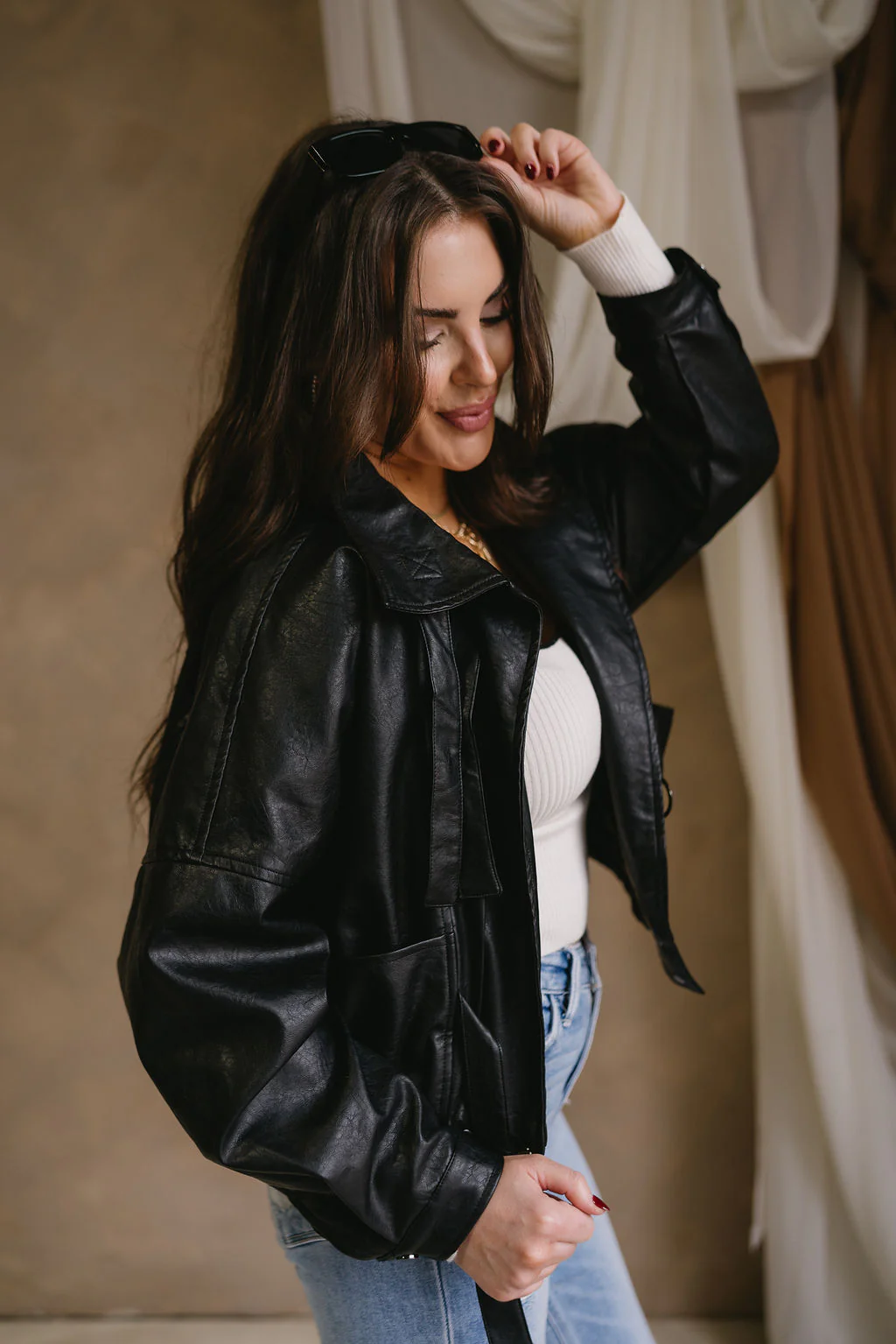 Freya Black Faux Leather Jacket - Image 2