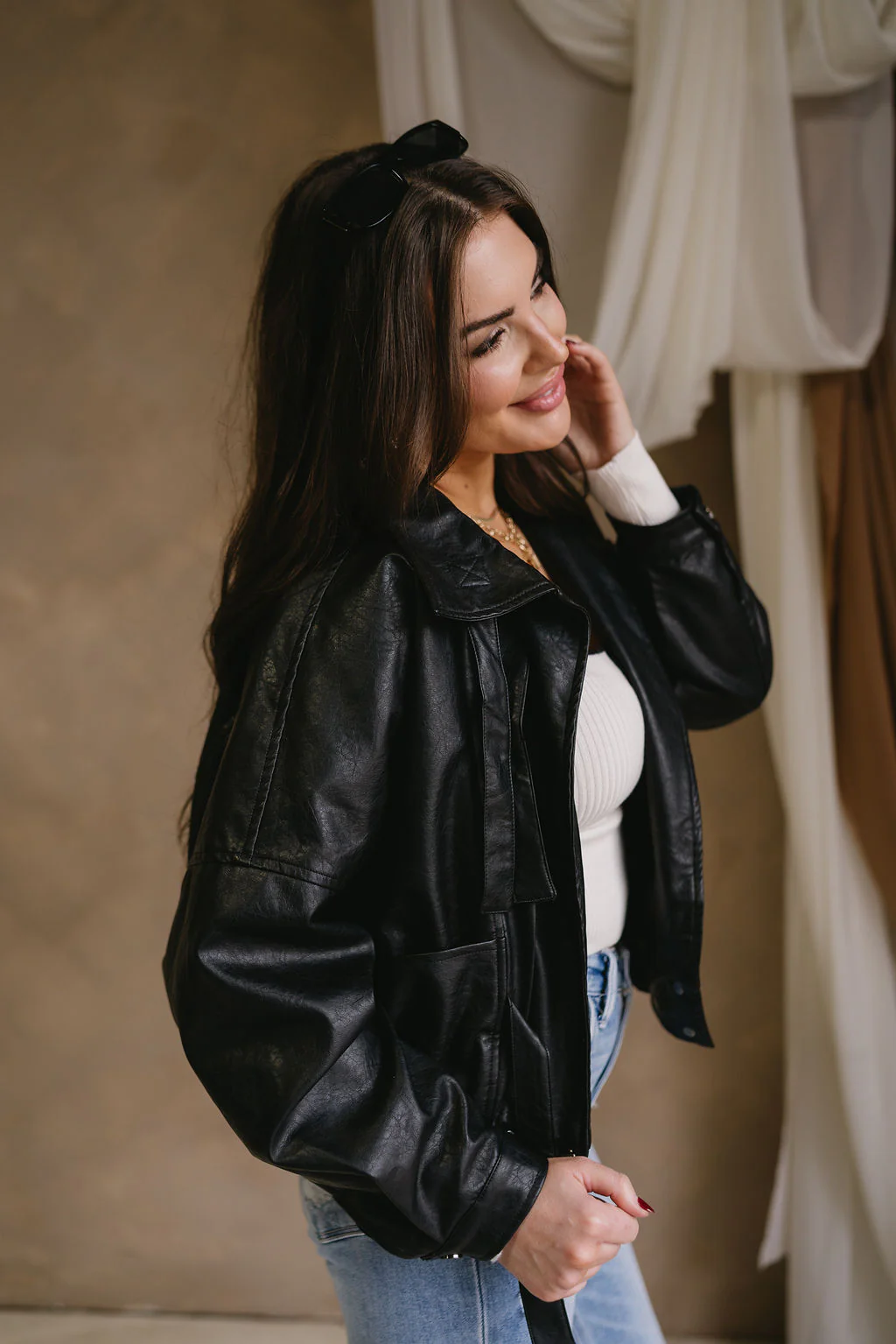Freya Black Faux Leather Jacket - Image 7