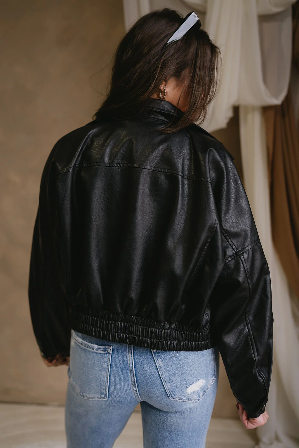 Freya Black Faux Leather Jacket - Image 9